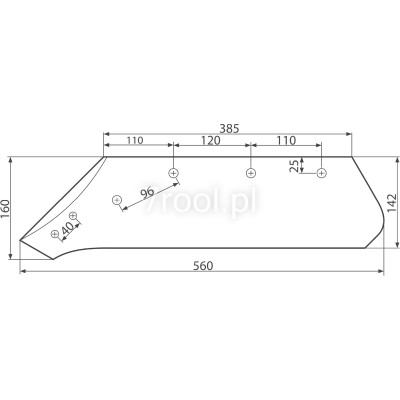 Lemiesz Kverneland 16″ bez dłuta 73004/P prawy PROMO