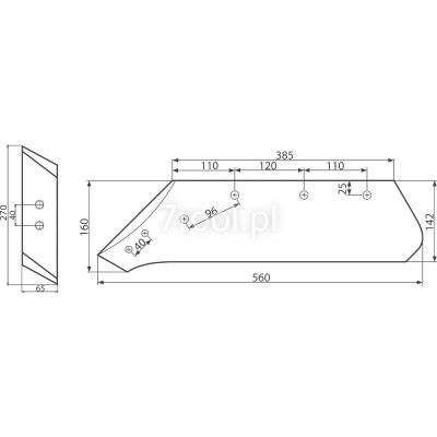 Lemiesz prawy z dłutem 16″ Kverneland 73004/P