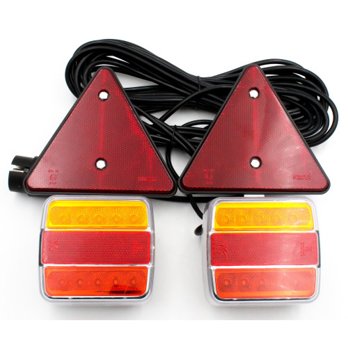 Zestaw tylnych lamp LED z trójkątami ostrzegawczymi, 7,5 m montowane na magnes