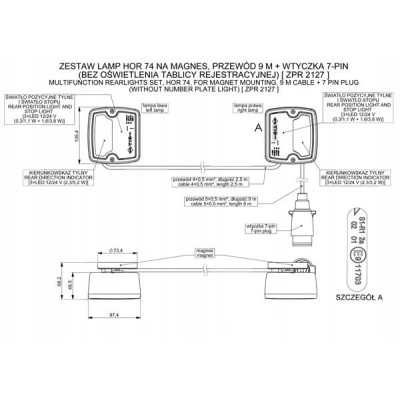 ZPR 2127 Zestaw lamp LED 74 na magnes HORPOL, 9m + wtyczka 7-PIN