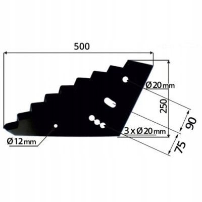 Nóż do paszowozu 500x8 mm, mały Mayer, zamiennik - średnica otworu 20 mm 1050622