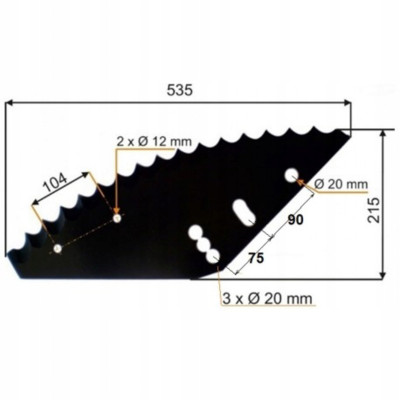 Nóż do paszowozu 535x215x5 średnica otworu 20mm 1050254