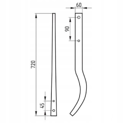 Grządziel uniwersalna 72 cm, rozstaw otworów 90 mm do grubera, agregatu ścierniskowego 5140107721