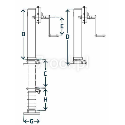 Stopa podporowa pokrętło boczne 110x820 mm SIMOL KRA750 nośność max. 10tys kg