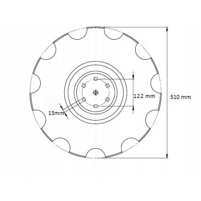 Talerz fi 510 mm z wpustem pod piastę, brony talerzowe Agro-Masz typ "P"