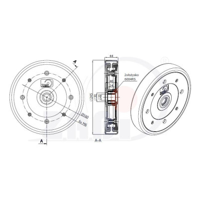 Koło dogniatające, koło kopiujące redlicy talerzowej AGRO-MASZ fi 250 mmm