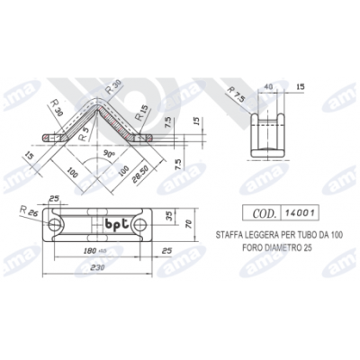 Uchwyt odkuwany mocowania grządzieli 100x100 mm