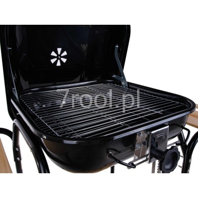 Grill węglowy z pokrywą i regulacją rusztu 40x40 cm