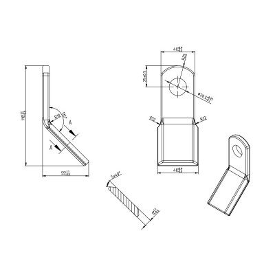 Nóż Y kosiarki bijakowej Talex Leopard, otwór 20,5 mm