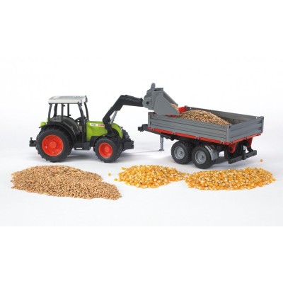 Zabawkowy ciągnik Claas Nectis 267F z ładowaczem czołowym i przyczepą – Bruder 2112