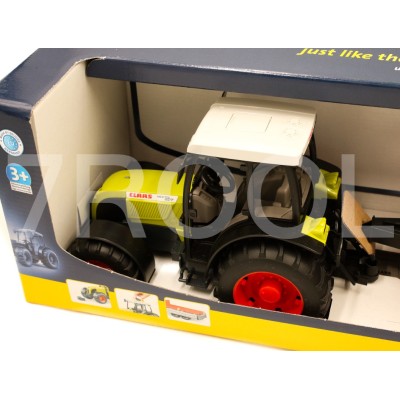 Zabawkowy ciągnik Claas Nectis 267F z ładowaczem czołowym i przyczepą – Bruder 2112