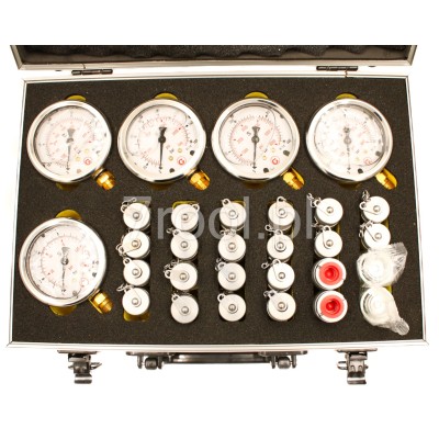 Walizka z 5 manometrami analogowymi – zestaw diagnostyczny hydrauliczny