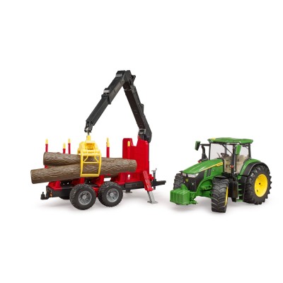 Zabawkowy ciągnik John Deere 7R 350 z przyczepą i żurawiem 3154