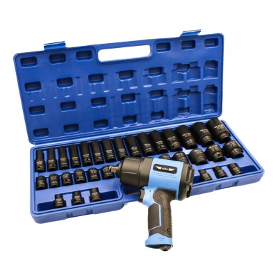 Zestaw: klucz udarowy 1/2" 1650 Nm + nasadki udarowe Cr-Mo 1/2" 35szt
