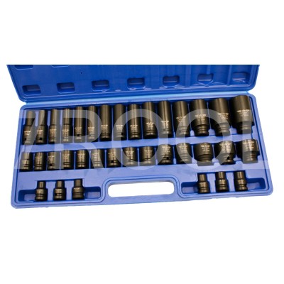 Zestaw: klucz udarowy 1/2" 1650 Nm + nasadki udarowe Cr-Mo 1/2" 35szt