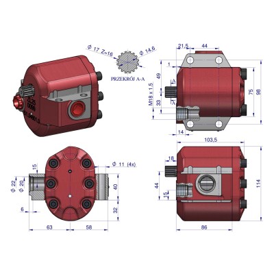 Pompa hydrauliczna podnośnika wzmocniona 36 l/min C-360 ORYGINAŁ URSUS