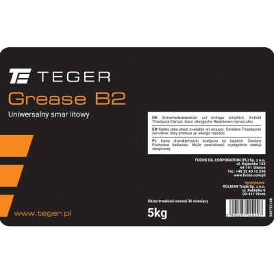 Smar uniwersalny litowy TEGER GREASE B2, opakowanie 5kg