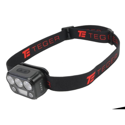 Latarka czołówka LED COB, 200 lm uruchamiana gestem akumulator 650 mAh ładowana USB-C, Teger