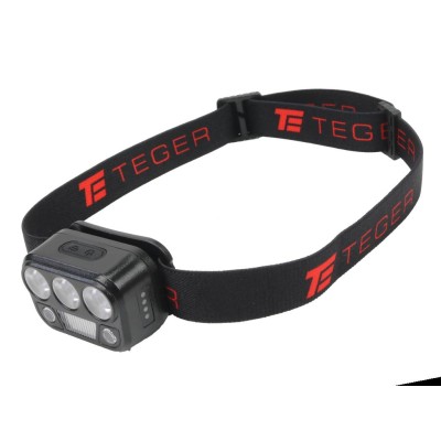 Latarka czołówka LED COB, 200 lm uruchamiana gestem akumulator 650 mAh ładowana USB-C, Teger