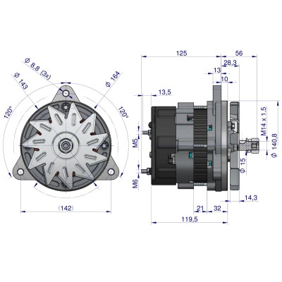 Alternator 14V. 55A. MF-4 3510000. A133-55A EXPOM KWIDZYN eu