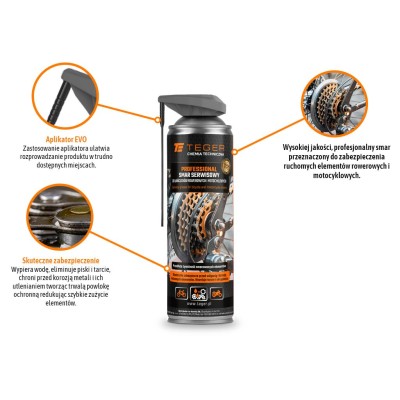 Smar serwisowy do łańcuchów rowerowych i motocyklowych PROFESSIONAL z aplikatorem EVO, 500ml, Teger