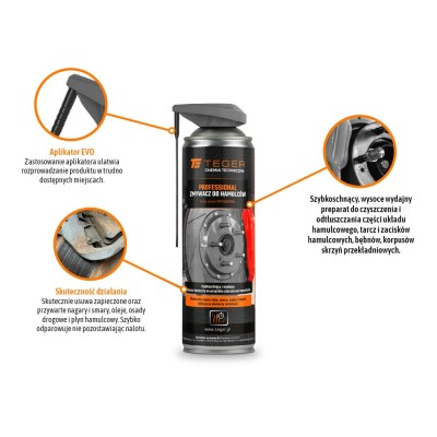 Zmywacz do hamulców PROFESSIONAL z aplikatorem EVO, 500ml, Teger