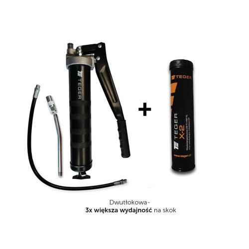 Zestaw smarownica ręczna dwutłokowa plus smar wielofunkcyjny wysokotemperaturowy TEGER